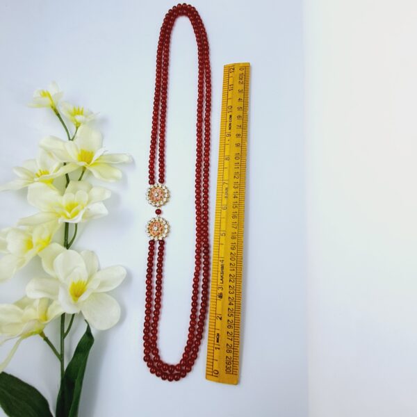 Exquisite double-strand red bead necklace with ear rings set-JSBE0005 - Image 3