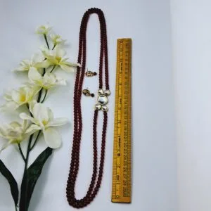 Elegant Red Beaded Necklace Set with Kundan Detailing – JSBE0006