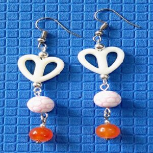 Handmade heart-shaped with Pink and orange drop ear rings – EABE0001