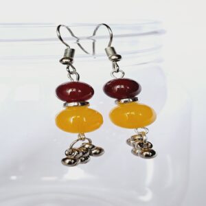 Handmade Yellow & Maroon Beaded Dangle Earrings – Elegant & Stylish Jewelry - EABE0010