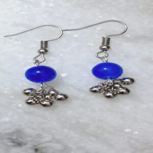Minimalist Blue Beaded Dangling Earrings - EABE0003