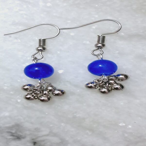 Minimalist Blue Beaded Dangling Earrings - EABE0003