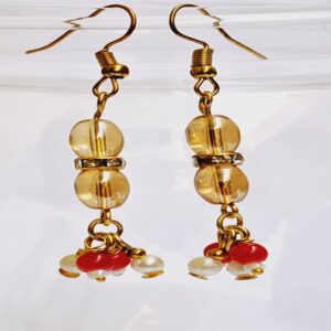 Golden Citrine Beaded Dangle Earrings – Handmade Jewelry for Women - EABE0006