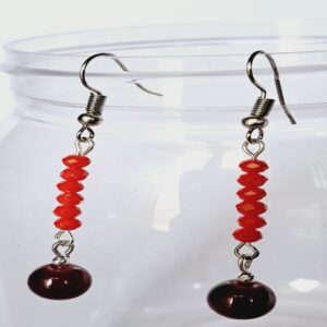 Handmade Red Beaded Drop Earrings – Stylish & Elegant Jewelry for Women - EABE0008