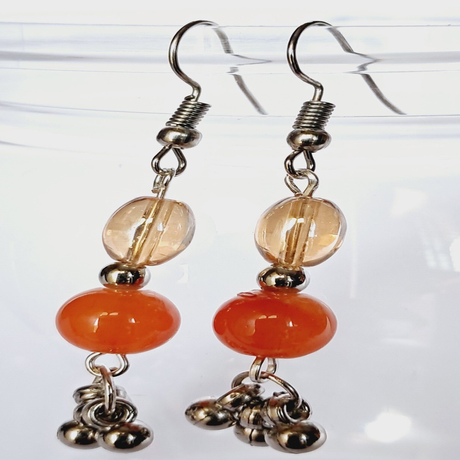 Handmade Red Beaded Drop Earrings – Stylish & Elegant Jewelry for Women - EABE0009