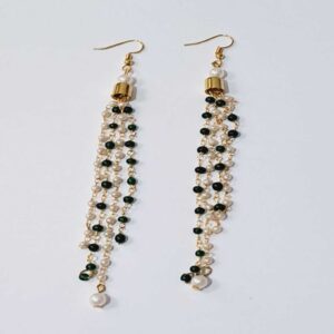 Elegant Gold toned & Pearl beaded Multi-Strand Dangle Earrings – Timeless Grace - EABE0015