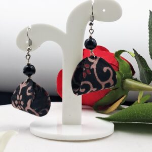 Handmade Black & Brown Fabric Drop Earrings – EAFA0004