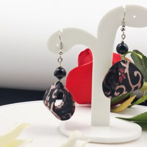 Handmade Black & Brown Fabric Drop Earrings – EAFA0004