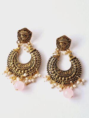 Antique Finish Traditional Chandbali Earrings – EAOX0017