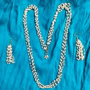 Graceful Multi-Layered Pearl Beaded Necklace Set -JSBE0008