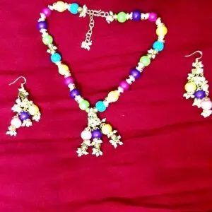Vibrant Multicolor Beaded Necklace Set with Matching Earrings – JSBE0009