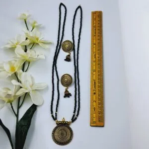 Black & Gold toned Ethnic Necklace Set- JSBE0024