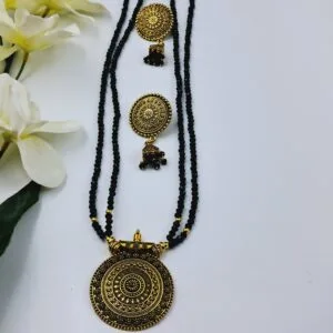 Black & Gold toned Ethnic Necklace Set- JSBE0024