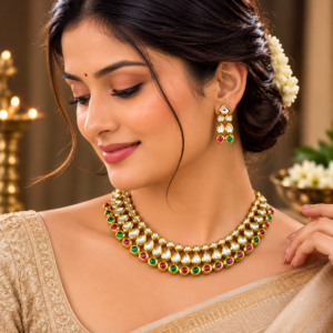 Multicolor Minakari Kundan Choker Necklace Set with Matching Earrings – JSKU0006