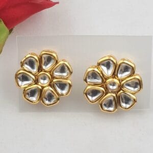 Minakari Kundan Flower Stud Earrings EAKU0007