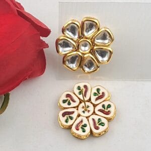 Minakari Kundan Flower Stud Earrings EAKU0007