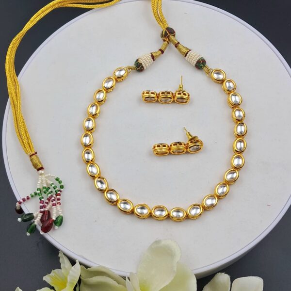 Elegant Minakari Kundan Necklace Set with Matching Stud Earrings - JSKU0009