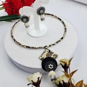 Handmade Colorful Fabric Hasli Necklace Set with Earrings – JSFA0019