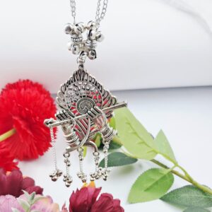 krishna-flute-oxidized-necklace-set JSOX0016