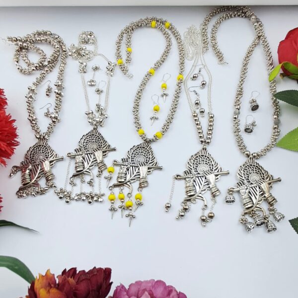 krishna-flute-oxidized-necklace-set JSOX0016 - Image 5