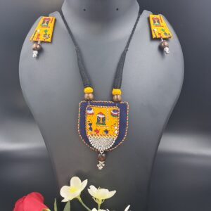 Handcrafted Tribal Print Fabric Pendant Necklace Set with Earrings – JSFA0041