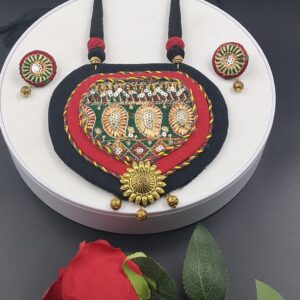 Handcrafted Embroidered Tribal Pendant Necklace Set – JSFA0043