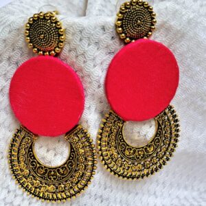 Handcrafted Red Fabric Statement Earrings – EAFA0054