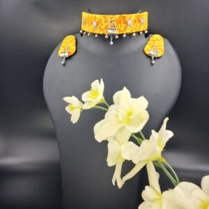 Handcrafted Net Fabric Choker Necklace Set with Trident Charm – JSFA0047