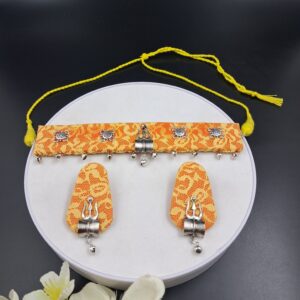 Handcrafted Net Fabric Choker Necklace Set with Trident Charm – JSFA0047