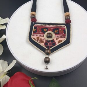 Handcrafted Fabric Statement Pendant Necklace – Ethnic Boho Jewellery – NEFA0006