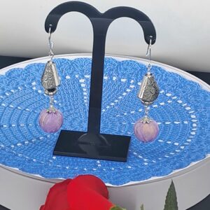 Handcrafted Oxidised Silver Bell Earrings with Fabric Bead Drop – Ethnic Boho Style – EAFA0060