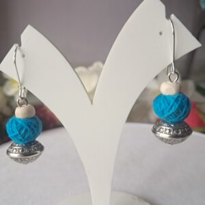 Handcrafted Cotton & Wooden Bead Drop Earrings – EAFA0063