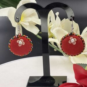 Handmade Fabric Round Earrings for Women | Floral Cotton Earrings | Lightweight Ethnic Boho Earrings | Artisan Handmade Jewellery – EAFA0065