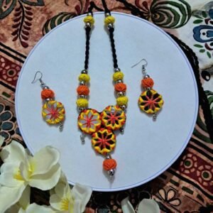 Handmade Multicolour Mirror Necklace Set with Earrings | Boho Ethnic Jewellery for Women – JSMI0011