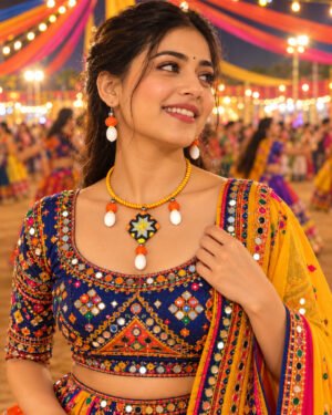 Navaratri Special Handmade Orange Yellow Thread Necklace Set with Earrings – JSMI0013