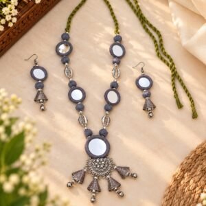 Boho Mirror Work Necklace Set for Navratri, Garba & Dandiya – JSMI0018