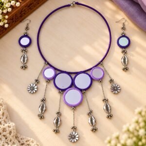 Purple Boho Mirror Jewellery Set for Navaratri & Dandiya Nights – JSMI0019